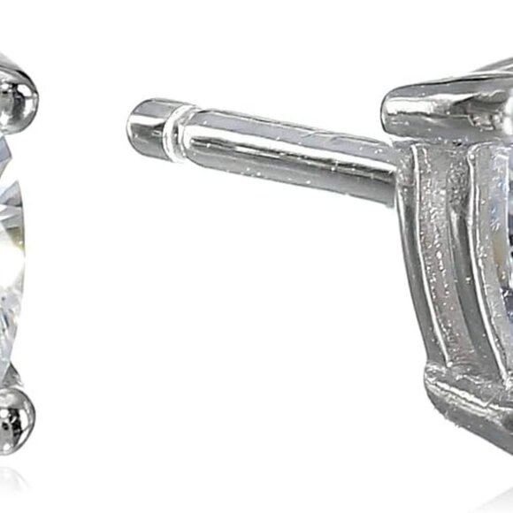 Sterling Silver Stud Earrings 5mm Cushion Cut Cubic Zirconia Platinum - Picture 1 of 3